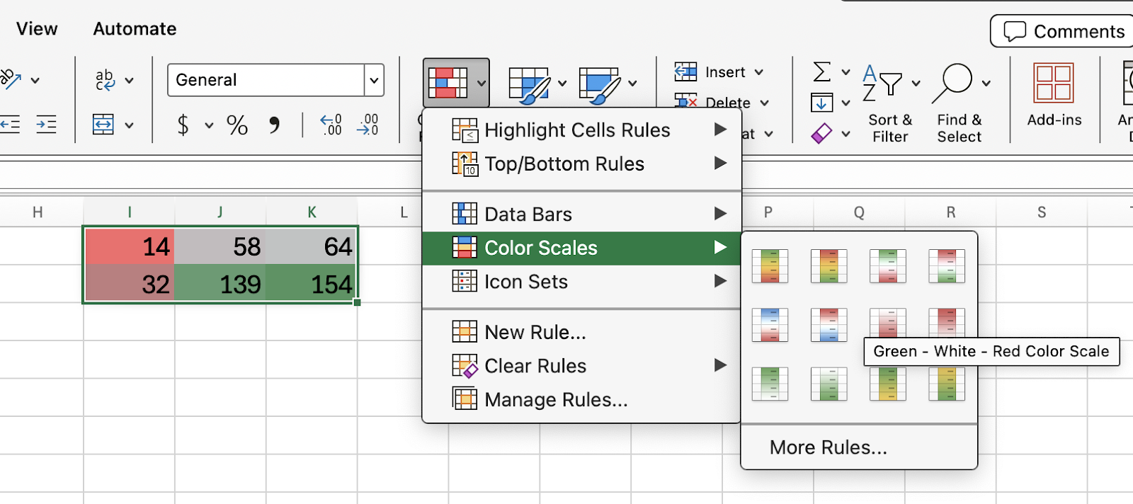 Excel MMULT con escalas de colores