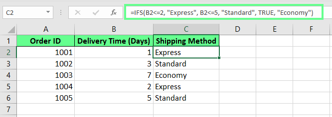 Tratar o erro #N/A usando a condição ELSE final na função IFS do Excel.