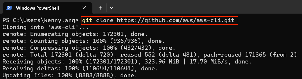 git clone in PowerShell