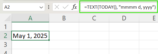 Función TEXT de Excel con la función TODAY