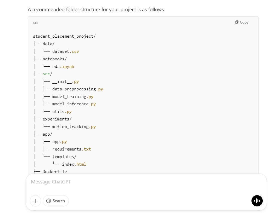 ChatGPT response generation