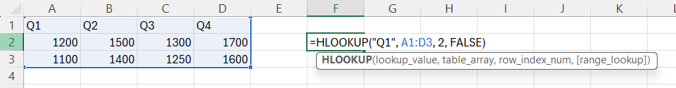 hlookup example