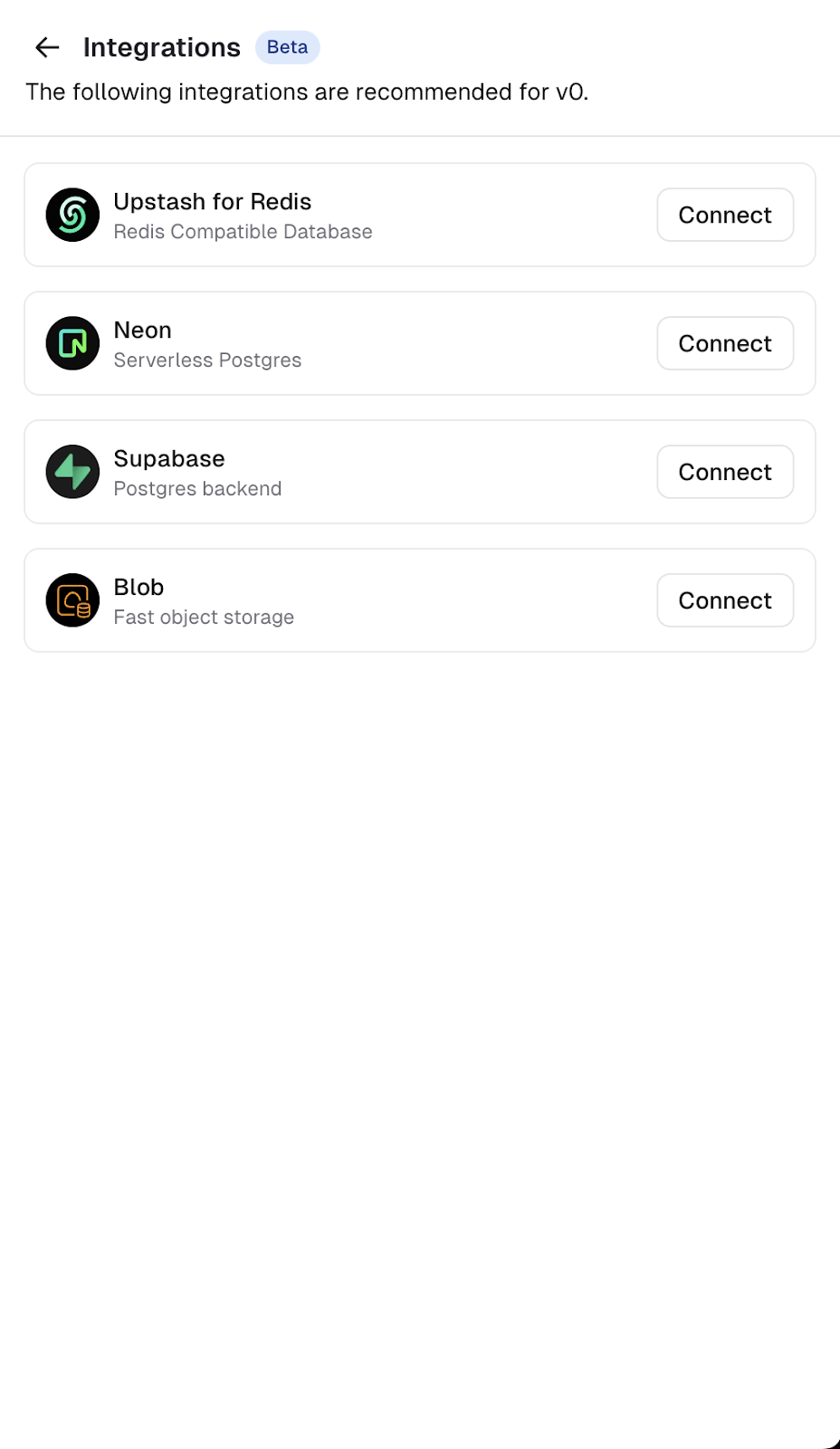 v0 vercel Integrations