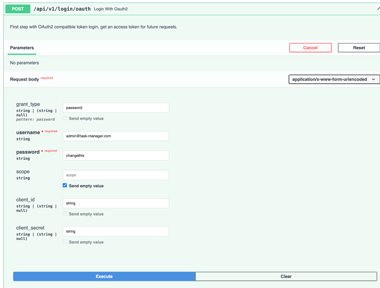 demo for oauth api