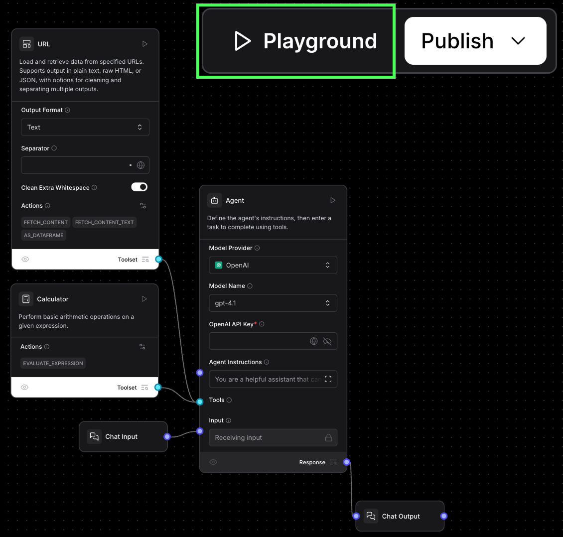 How to run a workflow in langflow