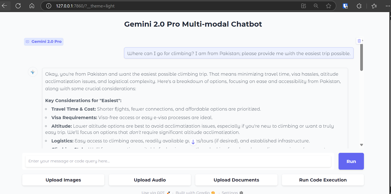 Testing the Gemini 2.0 Pro multi-modal chatbot