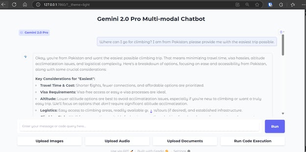 Testing the Gemini 2.0 Pro multi-modal chatbot