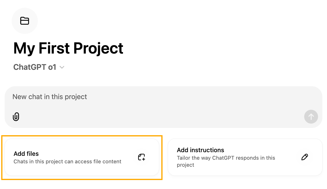 Add files to a ChatGPT project