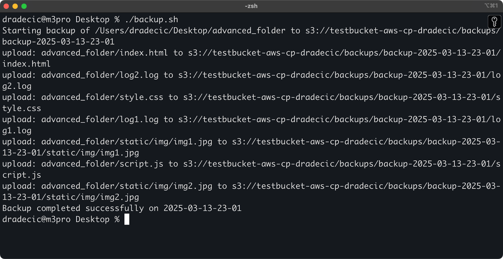 Imagem 19 - Script em execução no terminal