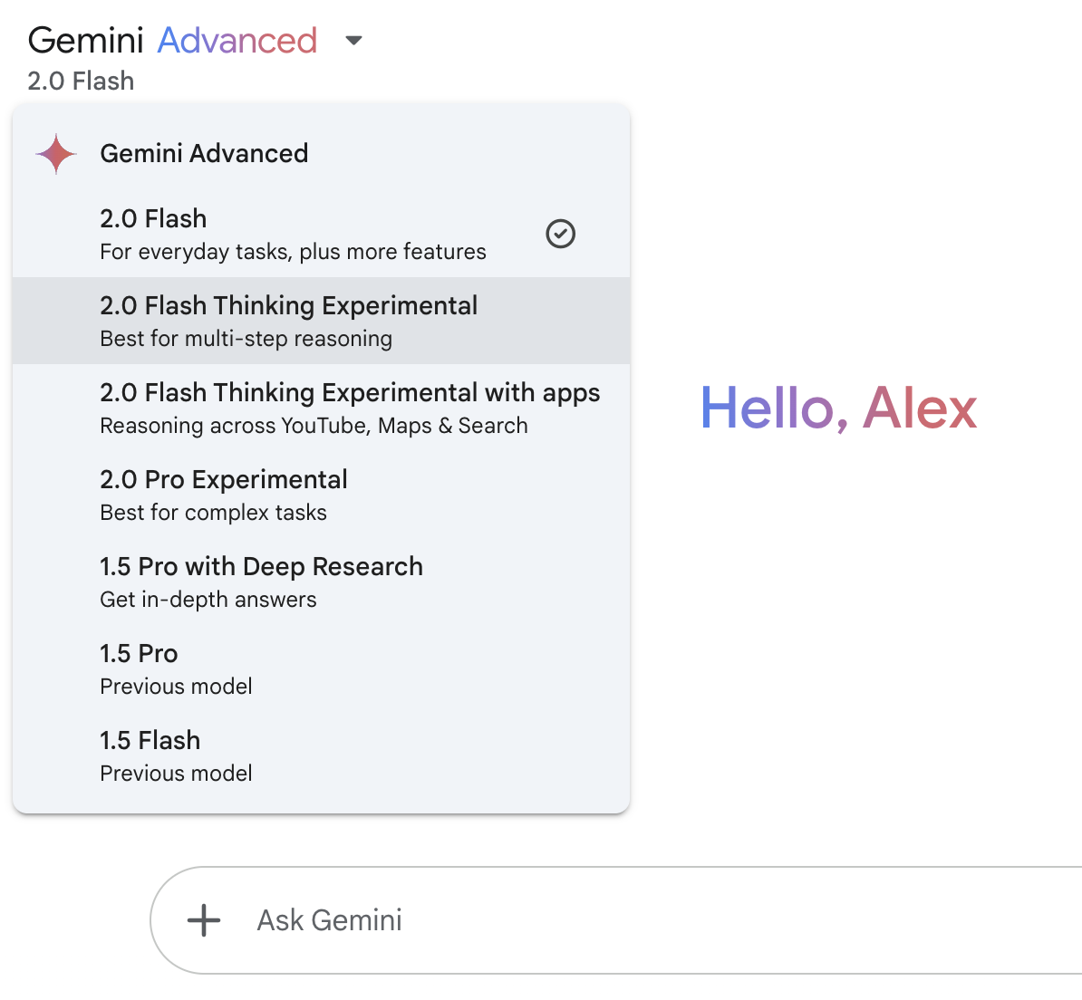 Accessing gemini 2.0 flash trhinking experimental