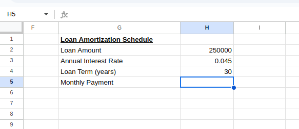 Calculating the loan's monthly payment.
