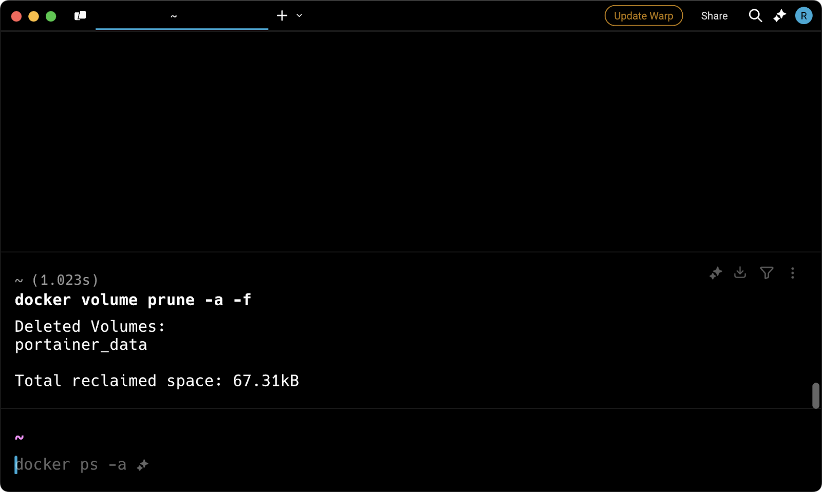 Volume pruning output message