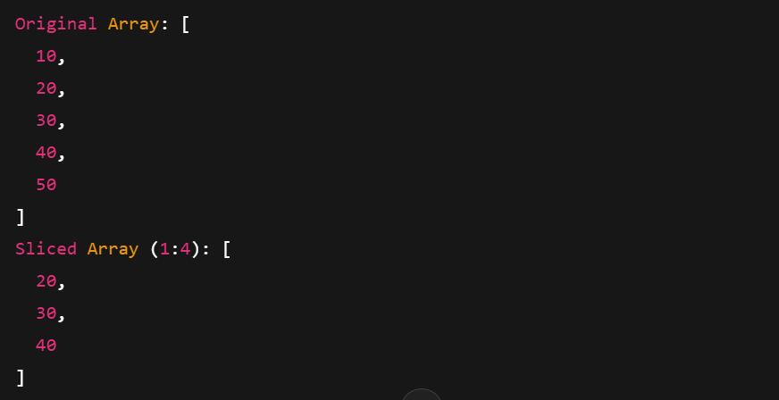 Image showing an Arrow Sliced Array in the console.