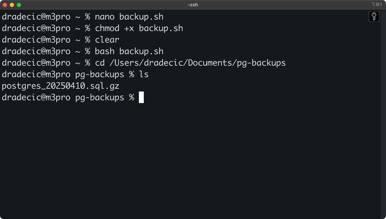 Image 16 - Running a PostgreSQL database backup script