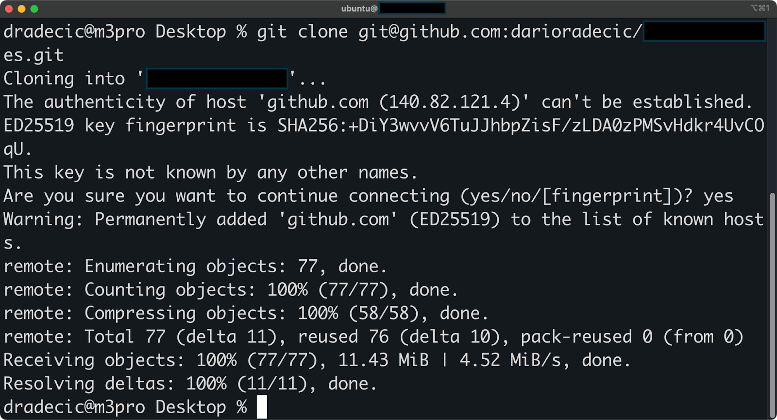 Image 13 - Clonage d'un répertoire par SSH