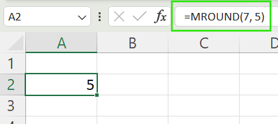 Using MROUND() function to round a number to the nearest specified multiple in Excel.