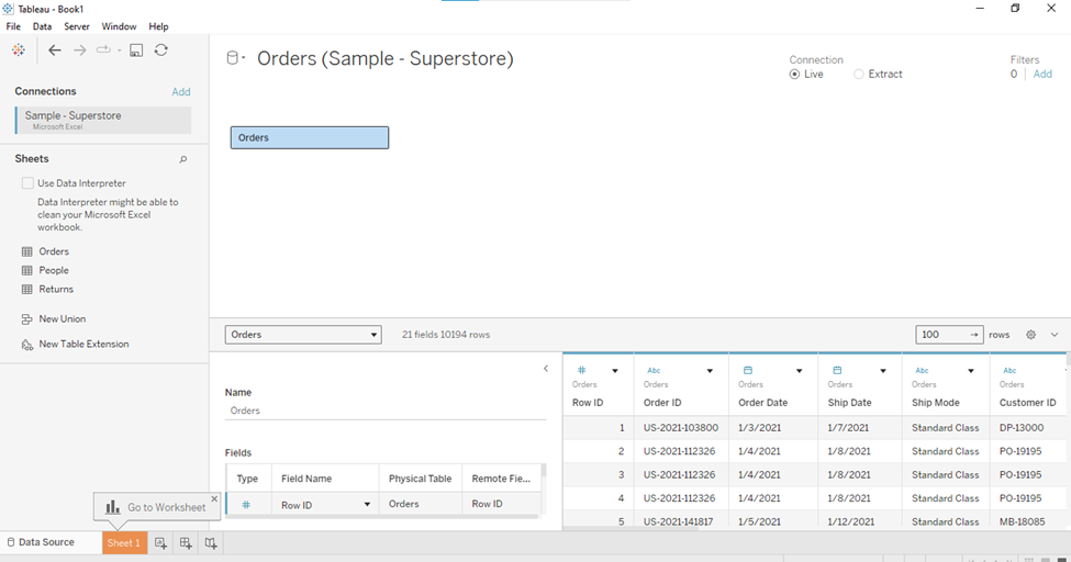 Datenbereich in Tableau Desktop