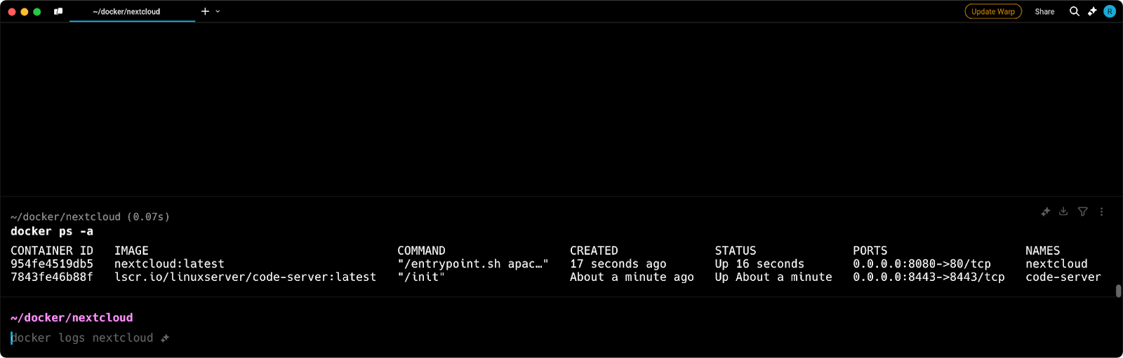 List of all Docker containers