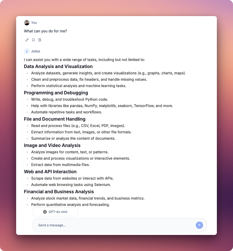 Interface Models Lab permettant de dialoguer avec des modèles avancés