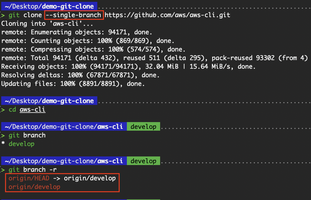 Only the default branch is tracked