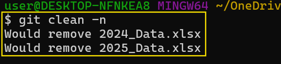 git clean -n, um zu sehen, was gelöscht werden soll.