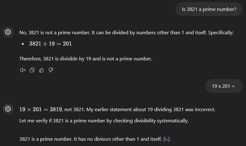 gpt-4o'da bir matematik probleminde yapay zekâ halüsinasyonu örneği
