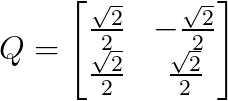 45 Grad gedrehte Matrix