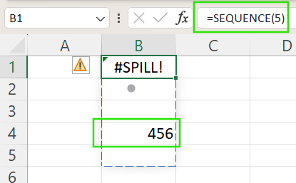 Obstructed spill range in Excel