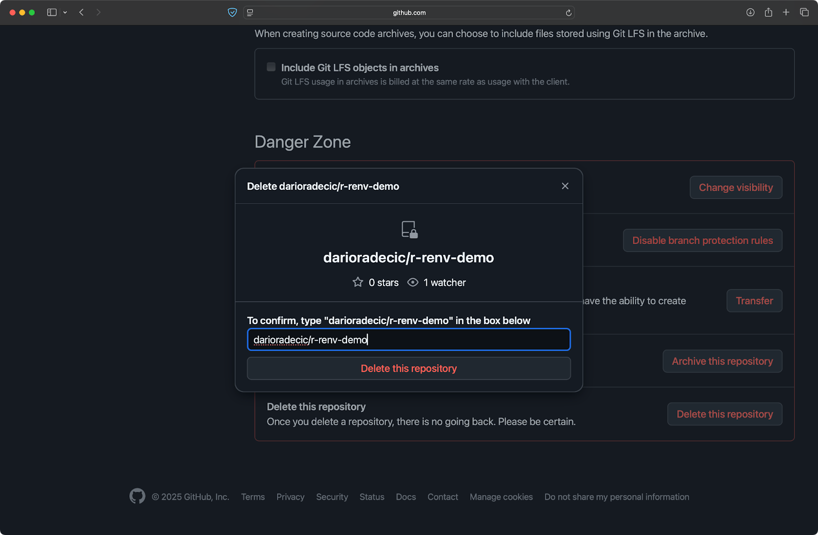 Image 5 - Initiating a GitHub repo deletion (3)