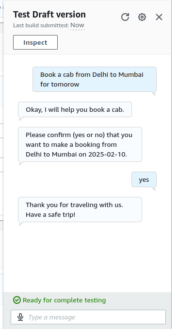 Test du robot Amazon Lex.