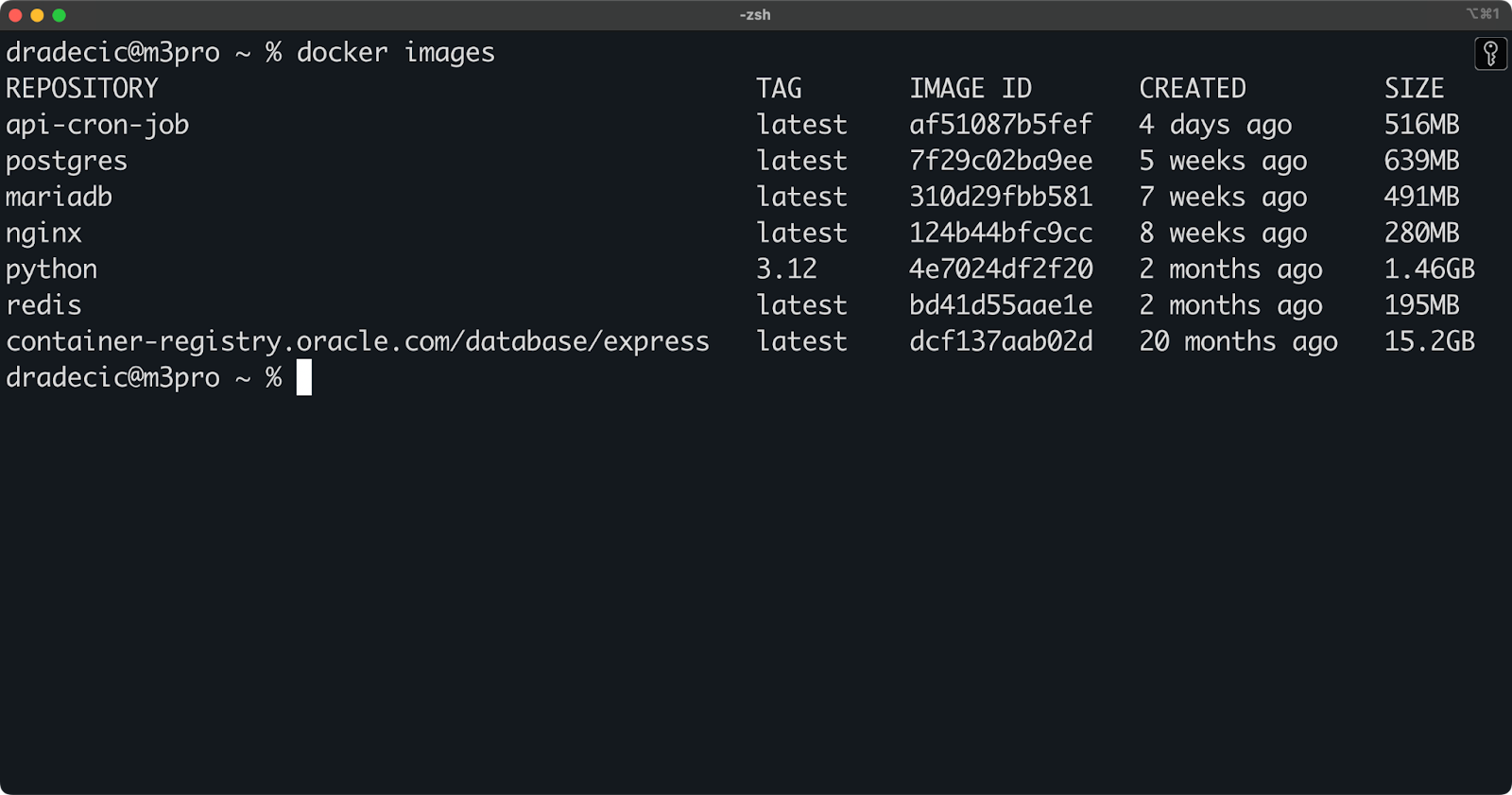 Image 1 - Available Docker images