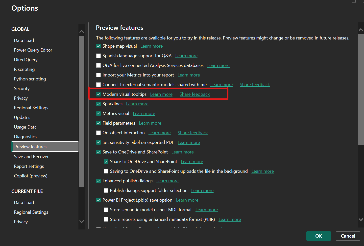 Image montrant comment appliquer des infobulles visuelles modernes sur un rapport Power BI