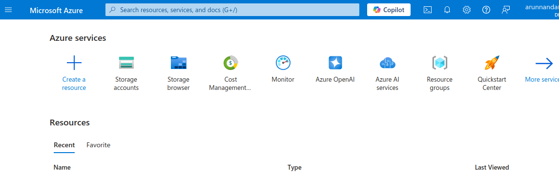 Azure portal screenshot