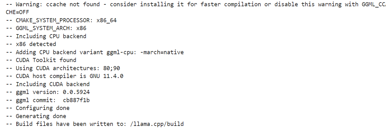 Configuración de la compilación de llama.cpp