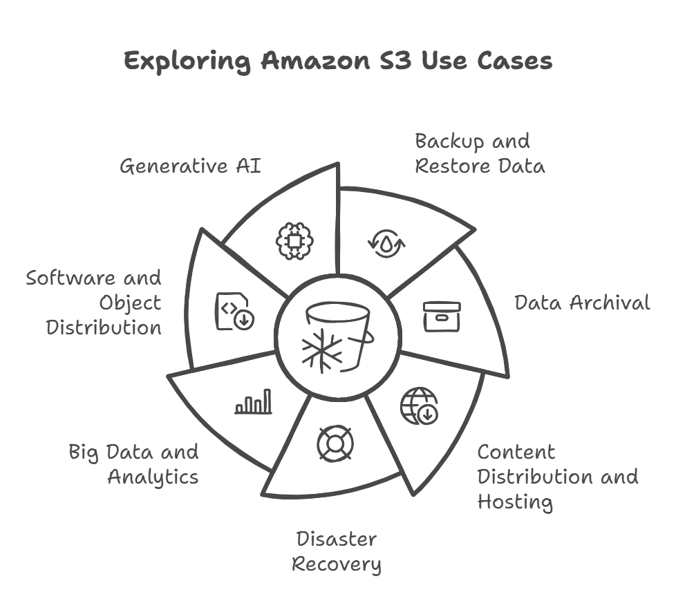 Casos de uso de Amazon S3. Fuente: Imagen de Napkin AI