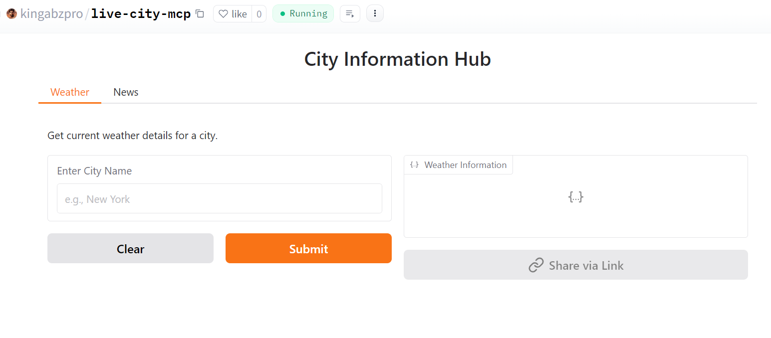 City Information Hub app on Hugging face Spaces