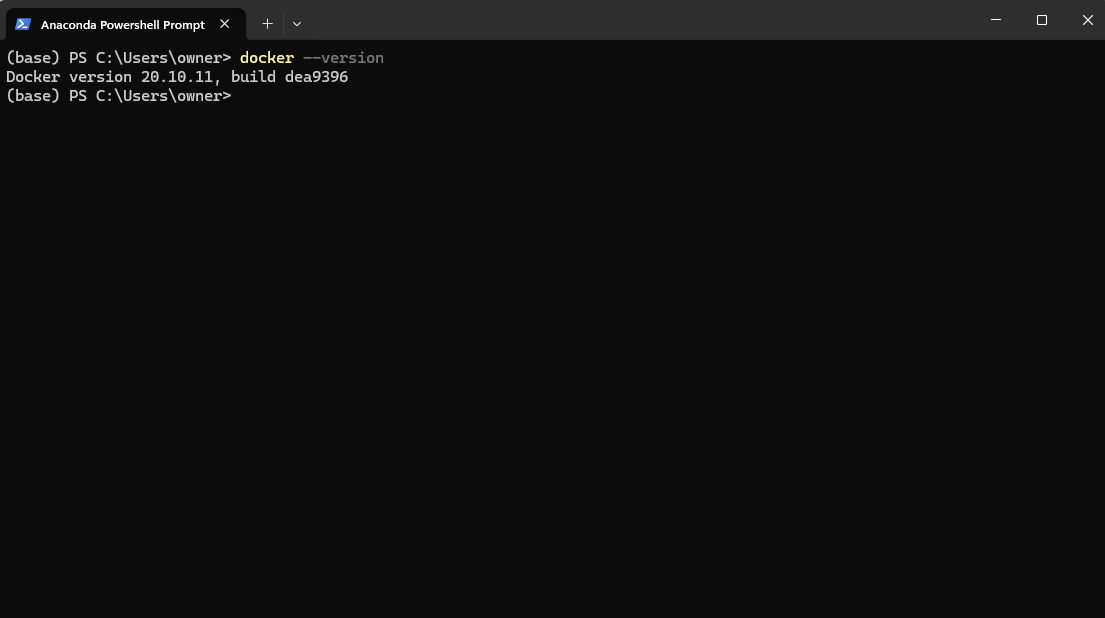 Comprobación de la versión de Docker tras la instalación mediante Powershell