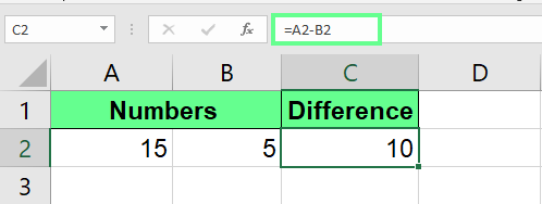 Soustraction d'une cellule dans Excel.