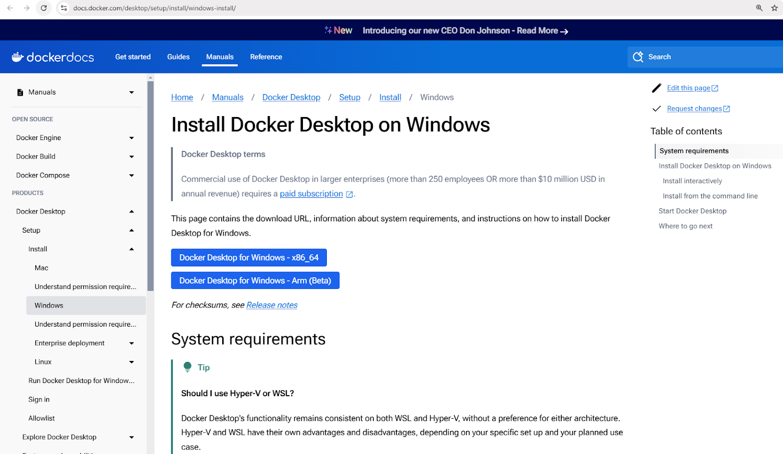 Descargar el instalador de Docker Desktop para Windows