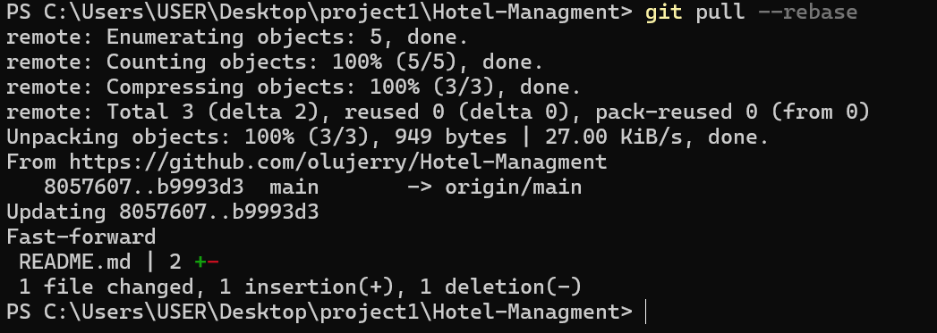 git pull --rebase example