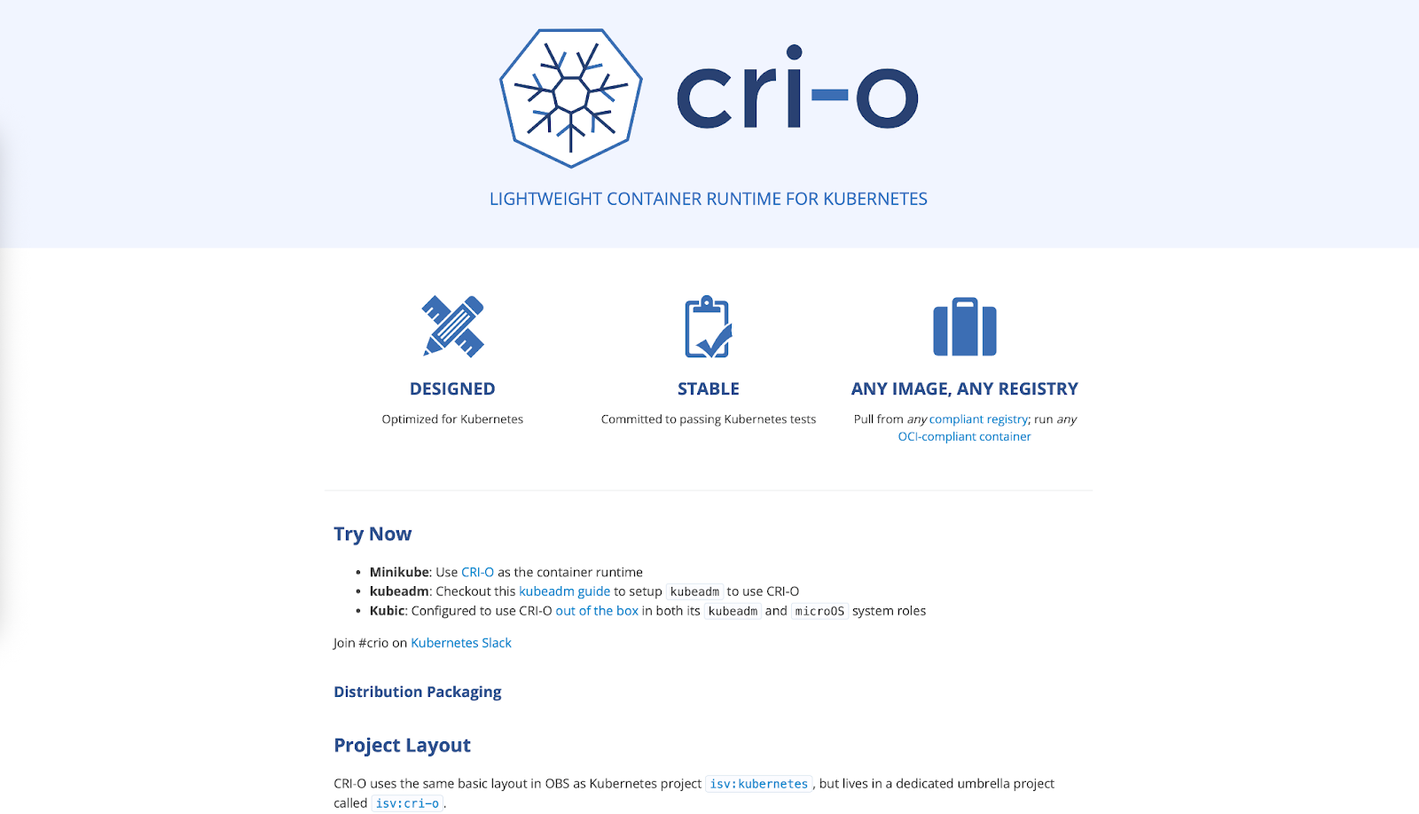 Bild 2 – CRI-O-Startseite