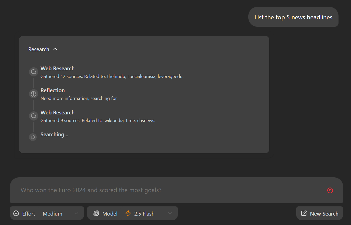 Test de l'application Gemini Fullstack LangGraph