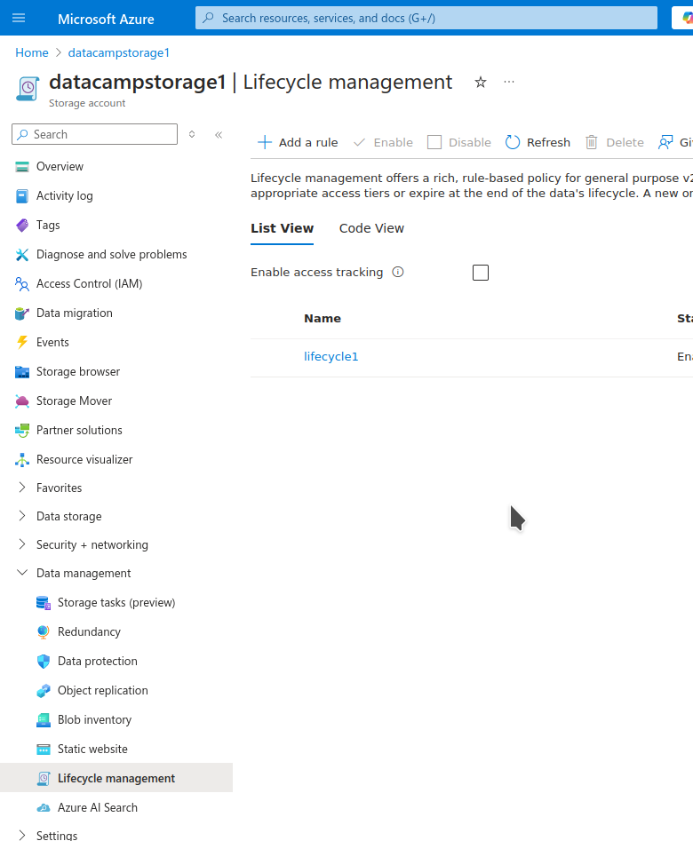 Azure blob storage lifecycle management