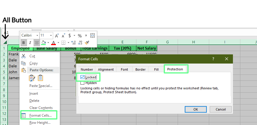 Comprobar celdas bloqueadas en excel