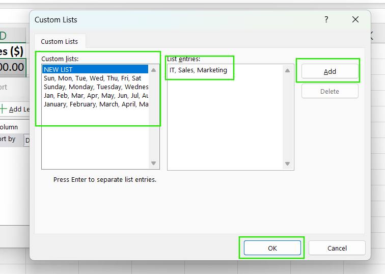 Comment créer une liste de tri personnalisée dans Excel.