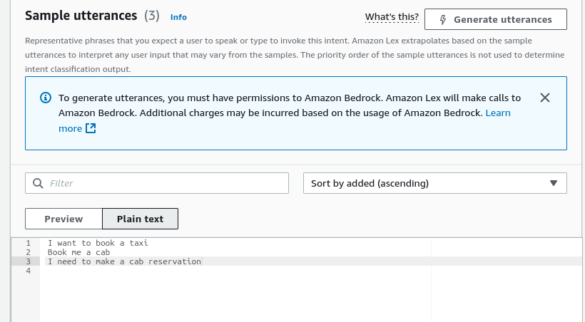 Exemples d'énoncés dans Amazon Lex.