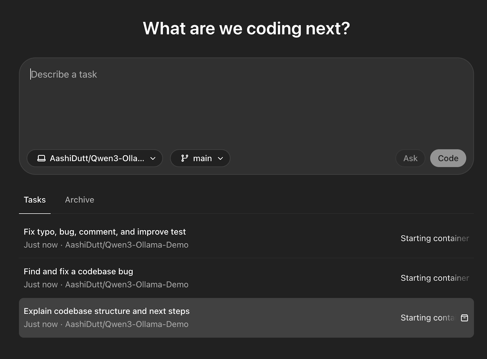 Tarefas iniciais para o Codex da OpenAI