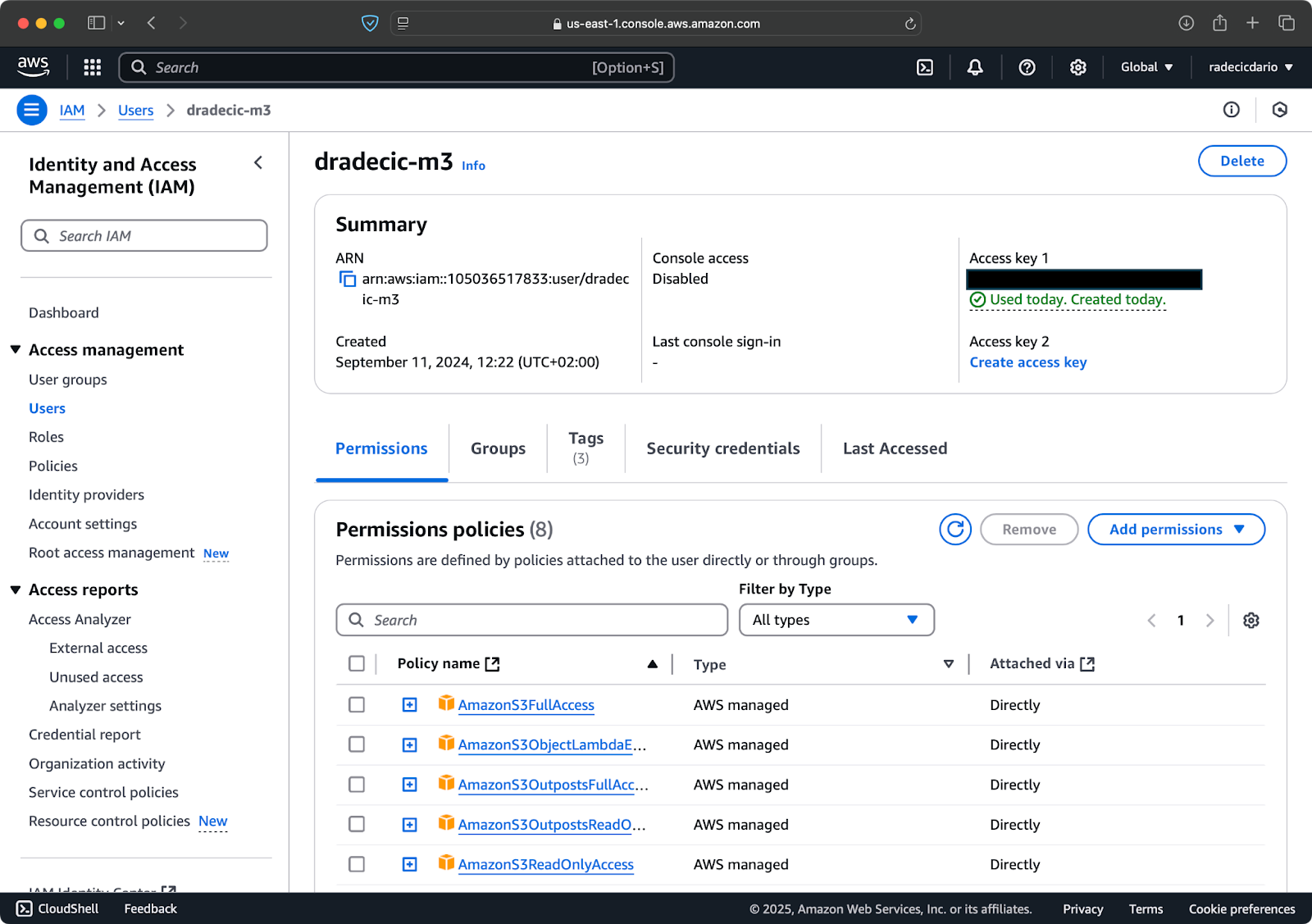 Imagem 2 - Usuário do AWS IAM