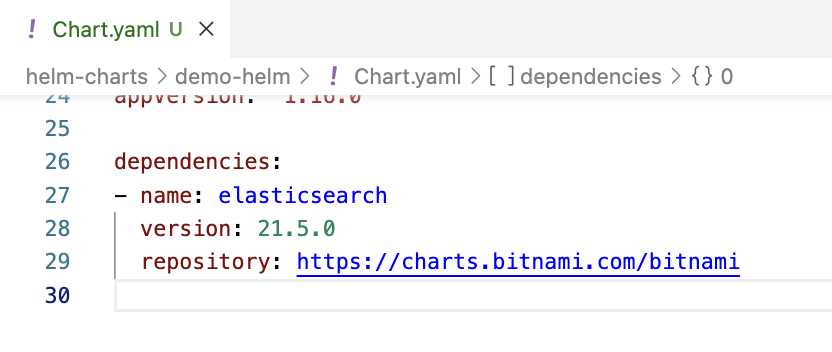 Dependencies defined in Chart.yaml