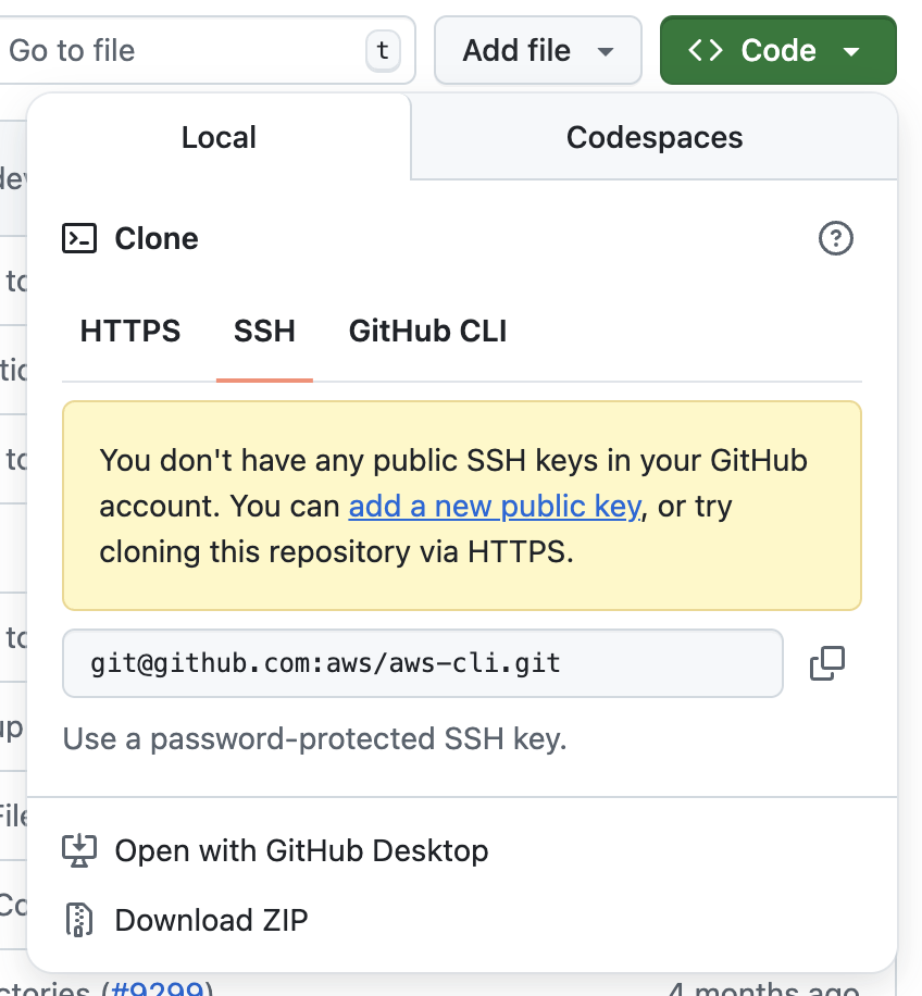 GitHub message that the public SSH key has not been configured in my account